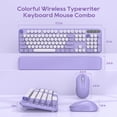 thumbnail image 3 of Combo Clavier et Souris Sans Fil, Touches Rondes Mignonnes, Clavier Rétro Pleine Grandeur pour Machine à Écrire avec Repose-Poignet Détachable, Connexion Sans Fil 2,4 GHz pour, 3 of 9