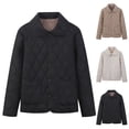 thumbnail image 1 of Tranfacy Manteaux Matelassés pour Femmes Hauts à Manches Longues Automne Hiver Manches Longues Uni Col Rabattu Manteau d'Extérieur Chaud, 1 of 5