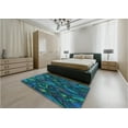 thumbnail image 5 of Ahgly Company Machine Washable Indoor Round Transitional Deep-Sea Blue Area Rugs, 4' Round, 5 of 7