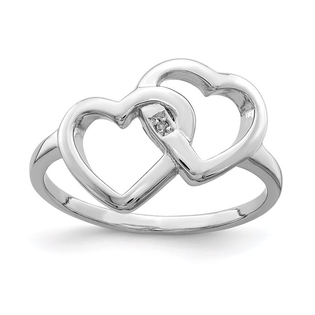 925 Sterling Silver Rhodium-plated Diamond accent Intertwined Heart Ring