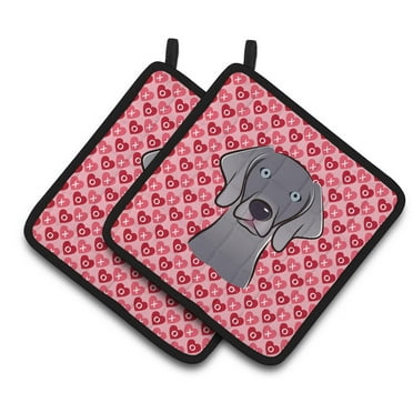 Caroline's Treasures Weimaraner Hearts Pair of Pot Holders