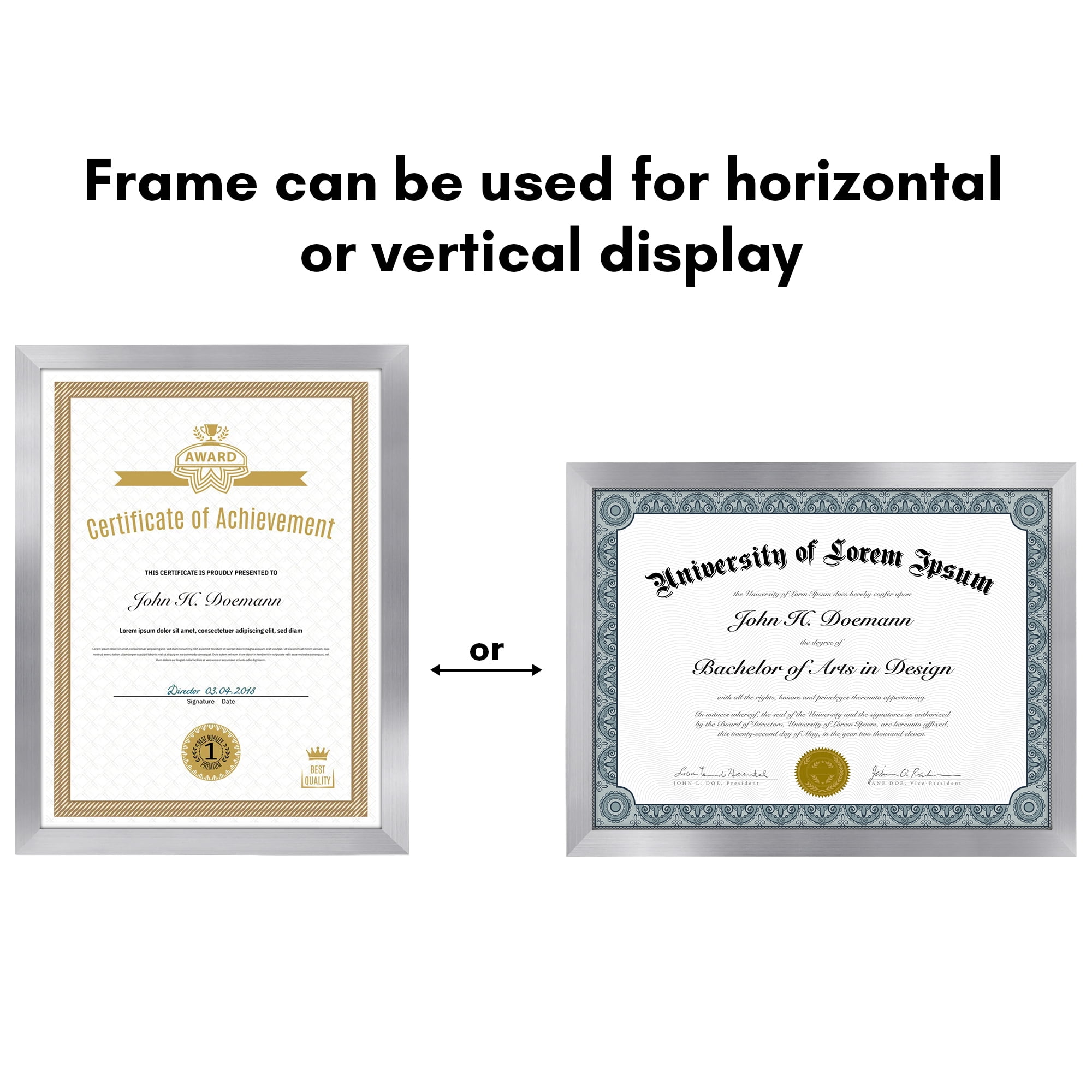 Americanflat 8.5x11 Diploma Frame with Polished Plexiglass 5 Pack Legacy Collection Certificate Wall - Silver