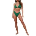 thumbnail image 2 of INSPIRAR CHIC Conjuntos de Bikini de Tejido Waffle para Mujeres de 2 Piezas con Top de Doble Corbata y Parte Inferior Triangular con Cuerda de Cintura de Concha Trajes de Baño Pequeños Verdes, 2 of 5