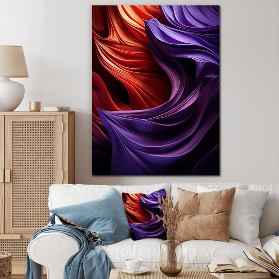 Designart "Majestic Waves In Purple Abstraction I" Abstract Spirals Wall Decor