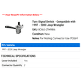 thumbnail image 2 of Turn Signal Switch - Compatible with 1997 - 2000 Jeep Wrangler 1998 1999, 2 of 2