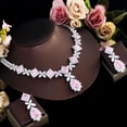 thumbnail image 6 of Classy Necklace Earrings Jewelry Cubic Zircon Pink Set for Bridesmaid Engagement, 6 of 7