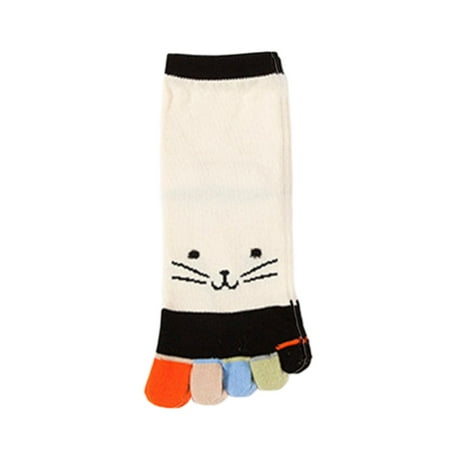 

Women Cartoon Meow for Cat Cotton Toe Socks Candy Colorful Five Finger Sport Hos