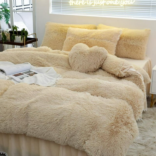 Ensemble de Literie en Molleton Chaud et Pelucheux de Luxe, Housse de Couette en Vison