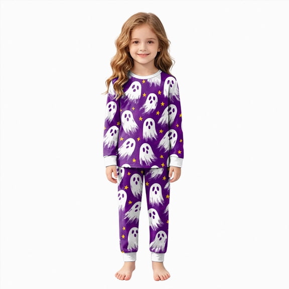 Kakishop Kids Pajamas for Girls Print Comfort Sleepwear Pjs Toddler Clothes Halloween Outfit Set 2t 3t 4t 5t 6t 7t 8t (Purple,7-8 Years)