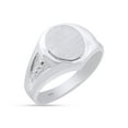 thumbnail image 2 of AFFY 14K White Gold Plated 925 Sterling Silver Men's Signet Ring with top on Brush Finish, Ring Size 13, 2 of 3