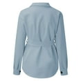 thumbnail image 4 of Baqcunre Winter Coats For Women Womens Casual Lapel Shacket Jacket Long Sleeve Single Breasted Trench Coat With Belt Mid Long Outwear Warm Coat Womens Shirts Womens Fall Fashion 2023 Light blue L, 4 of 4