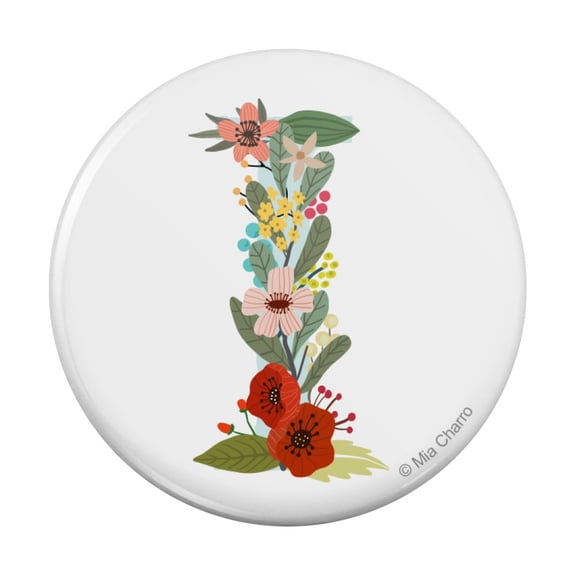 Letter I Floral Monogram Initial Kitchen Refrigerator Locker Button Magnet