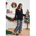 thumbnail image 5 of U2SKIIN Women Fleece Pajama Pants, Comfy Plaid PJ Bottoms For Women with Pockets Soft Warm（Black-White Plaid, Medium）, 5 of 7