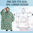 thumbnail image 4 of Oversized Wearable Blanket Hoodie,Light Blue Christmas Santa and Tree Pattern Sherpa Blanket Hoodie with Super Pockets,Super Warm Fuzzy Pullover for Women & Men, 4 of 6