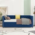 thumbnail image 6 of Modern Daybed with Trundle, Pull Out Sofa Bed for Bedroom & Living Room, Queen Size, Blue, 6 of 9