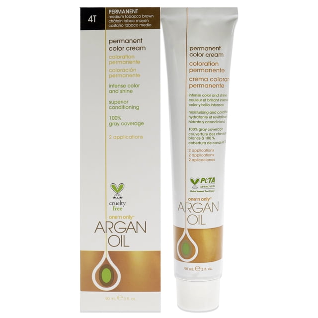 One n Only Crema Colorante Permanente con Aceite de Argán 4T Marrón Tabaco Medio 3 oz