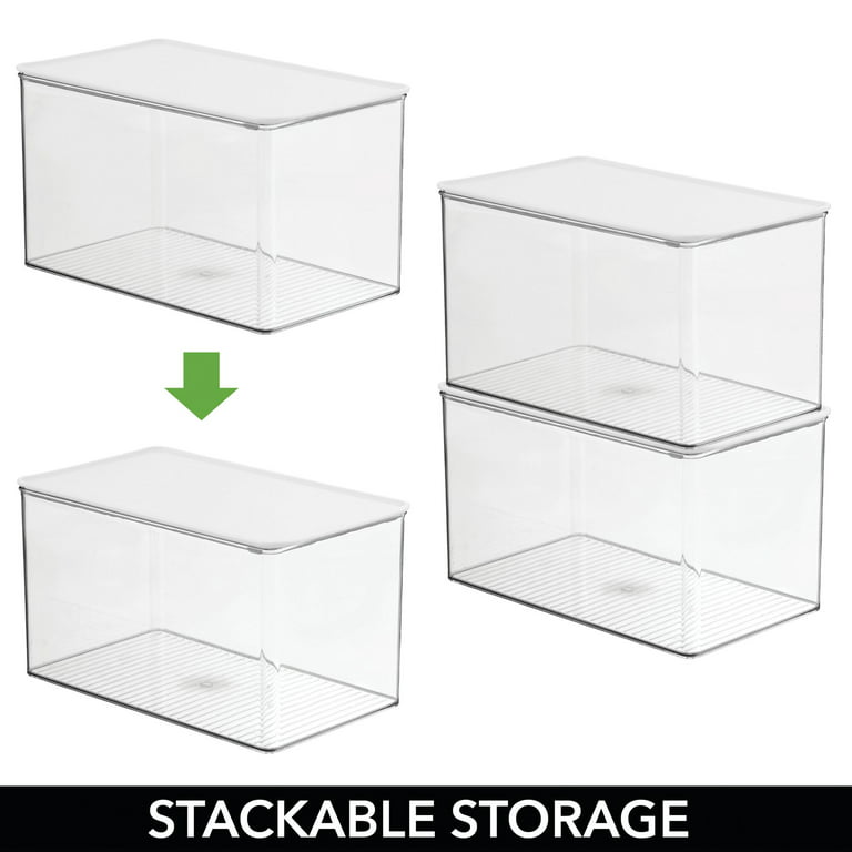 mDesign Stackable Plastic Bathroom Storage Box, Hinge Lid, Container for  Organizing Soap, Body Wash, Shampoo, Conditioner, Hand Towels, Hair