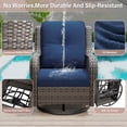 thumbnail image 5 of MeetLeisure 3 Piece Wicker Patio Furniture Set with Side Table, Outdoor Swivel Rocker Chairs with High Back, Deep Seating, Wide Armrest, Thick Cushions for Deck Porch, Dark Blue, 5 of 11