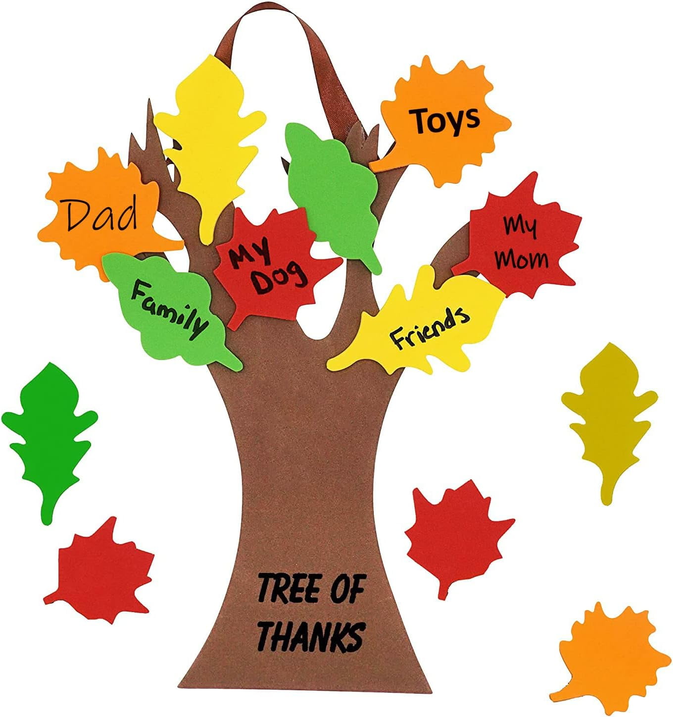 4E's Novelty Thankful Tree Craft Kit 12-Pack, Foam, Self-Adhesive - 11” Gratitude Tree Kit With Leaves To Write On, Perfect for Kids Ages 4-8