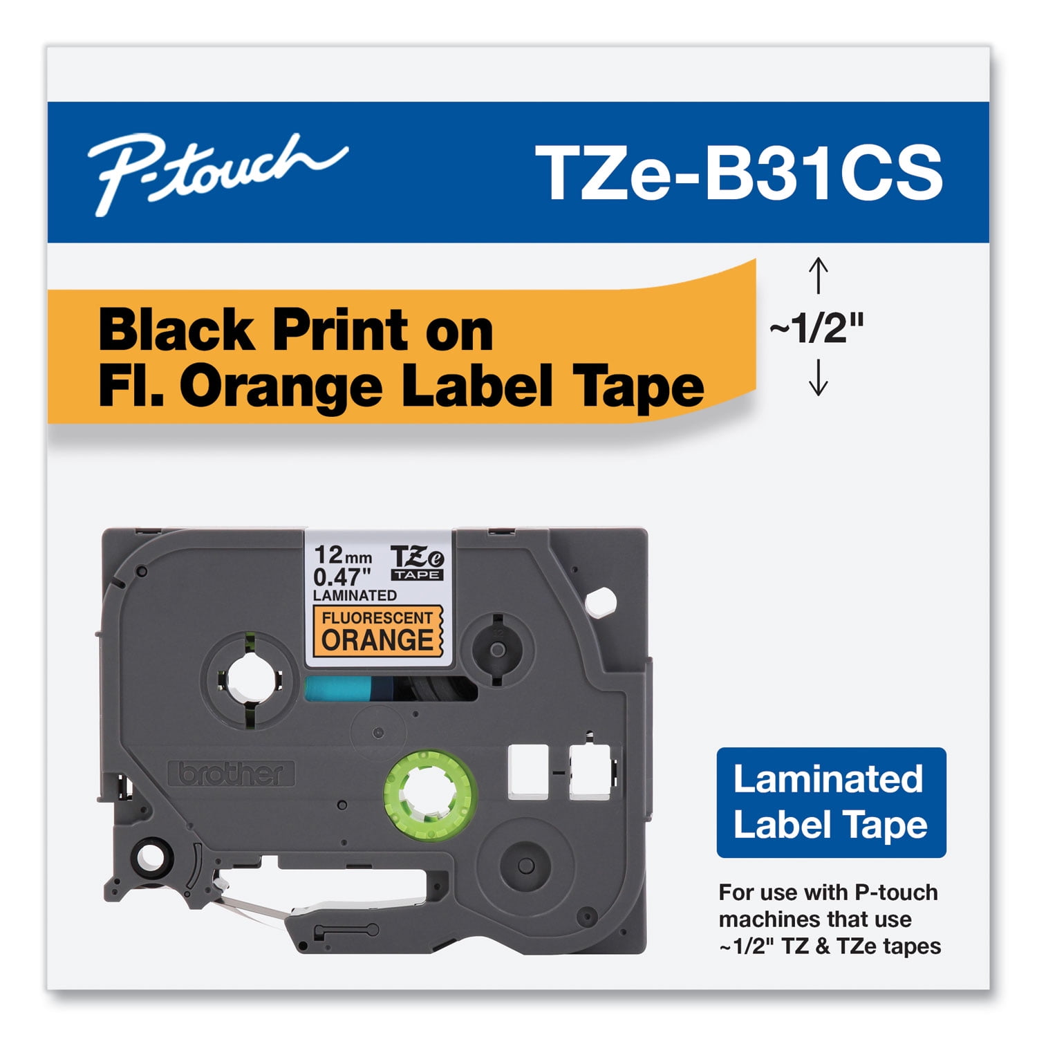 Brother P-Touch TZe Durable Label Tape, 0.47