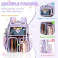 thumbnail image 5 of Sanmadrola Large Clear Backpack Heavy Duty Stadium Approved See Through Backpack Waterproof PVC Transparent Backpacks Clear Book Bag with Reinforced Strap for School Work Travel Festival, Purple, 5 of 9
