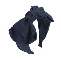 Unique Bargains 1 Pc Denim Bow Headbands Deep Blue
