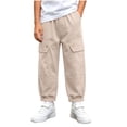 thumbnail image 3 of Acaics Boys' Cargo Jogger Pants, Elastic Waist Decorative Flap Pocket Loose Cuffed Trousers For Outdoor Daily Back To School Wear, Sizes 2-12, 3 of 9