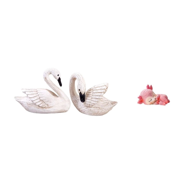 Elegantes figuras de cisne y ciervo de resina para decoración de mesa navideña en el hogar, la oficina, el dormitorio o la sala de estar. Elaboración