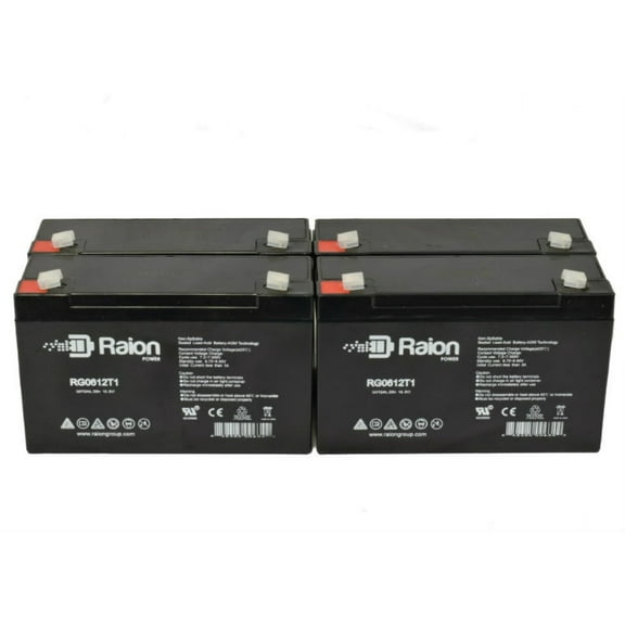 Raion Power 6V 12Ah Replacement Emergency Light Battery for Chloride 74 - 4 Pack