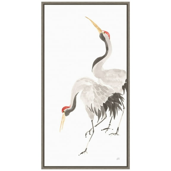 Amanti Art Scroll Crane IV Framed Canvas Wall Art Print