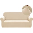 thumbnail image 1 of Housses de Canapé Extensibles 1 Pce en Tissu Polyester Spandex pour Salon (Causeuse, Beige), 1 of 7