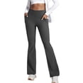 thumbnail image 2 of TGPMGRZ 28"/30"/32" Yoga Pants Women Wide Leg Yoga Pants with Pockets for Women Flare Leggings Bootcut Work Dress Pants #01 Grey Size XXL, 2 of 6