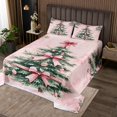 thumbnail image 2 of Ensemble de Courtepointe Sapin de Noël Vert Ensemble de Couvre-Lit Nœud Rose, Ensemble de Couvre-Lit Ornements de Sapin de Noël Très Grand, Décorations de Noël Matelassées de Noël Roses pour l'Intérieur, 2 of 3