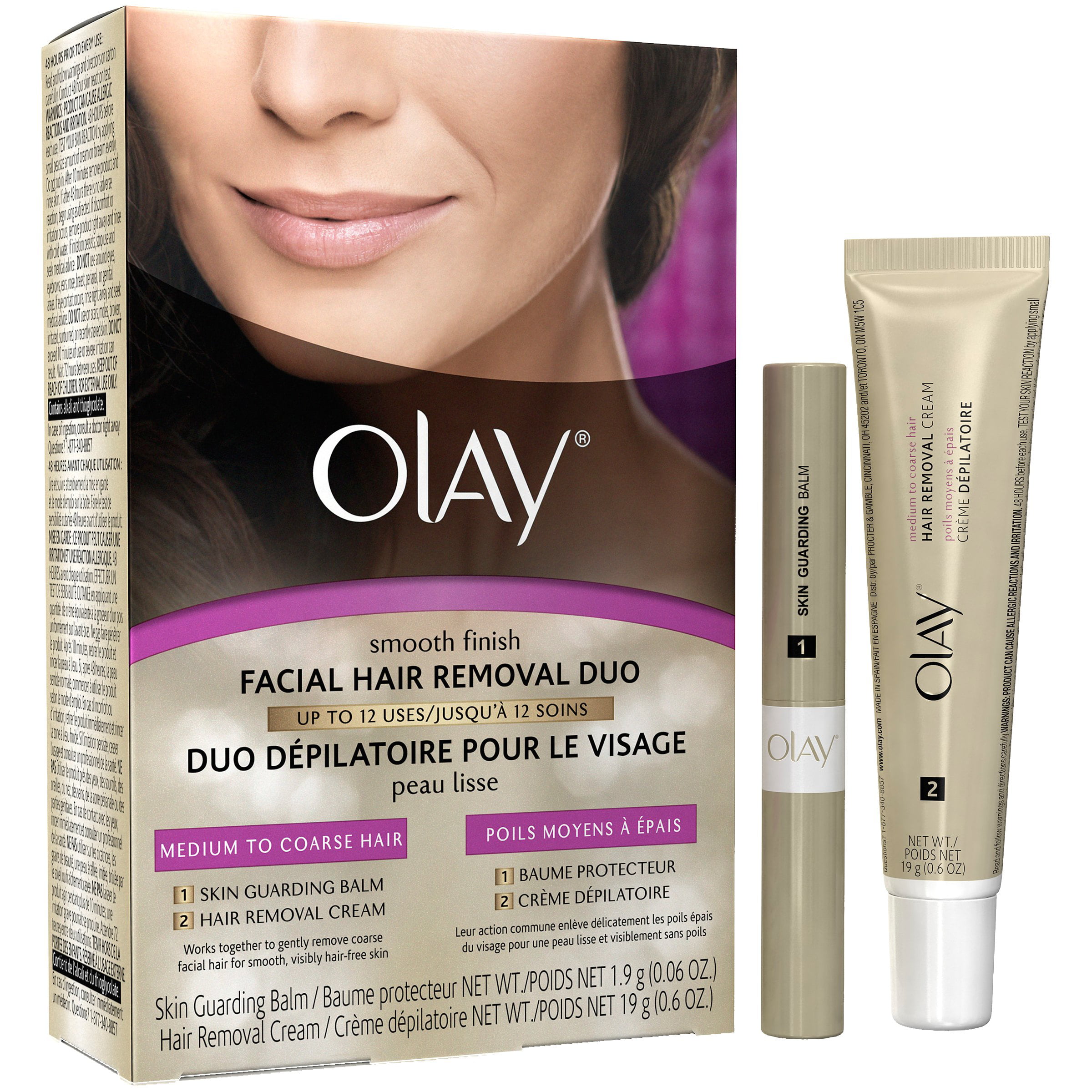 Olay Smooth Finish Facial Hair Removal Duo, Medium to Coarse Hair -  