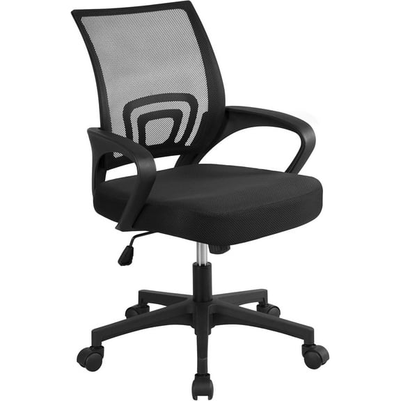 CRXX Office Chair Ergonomic Desk Chair Mid-Back Big Cheap Computer Chair Mesh Swivel Chair with Lumbar Support