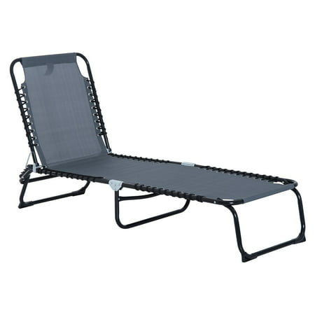Outsunny Portable 3 Position Reclining Folding Beach Chaise Lounge