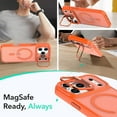 thumbnail image 5 of for iPhone 17 Pro Max Magnetic Case with Camera Frame Kickstand, Compatible with MagSafe, Slim TPU+PC Shockproof Drop Protective Translucent Matte Phone Cover for iPhone 17 Pro Max, Orange, 5 of 8