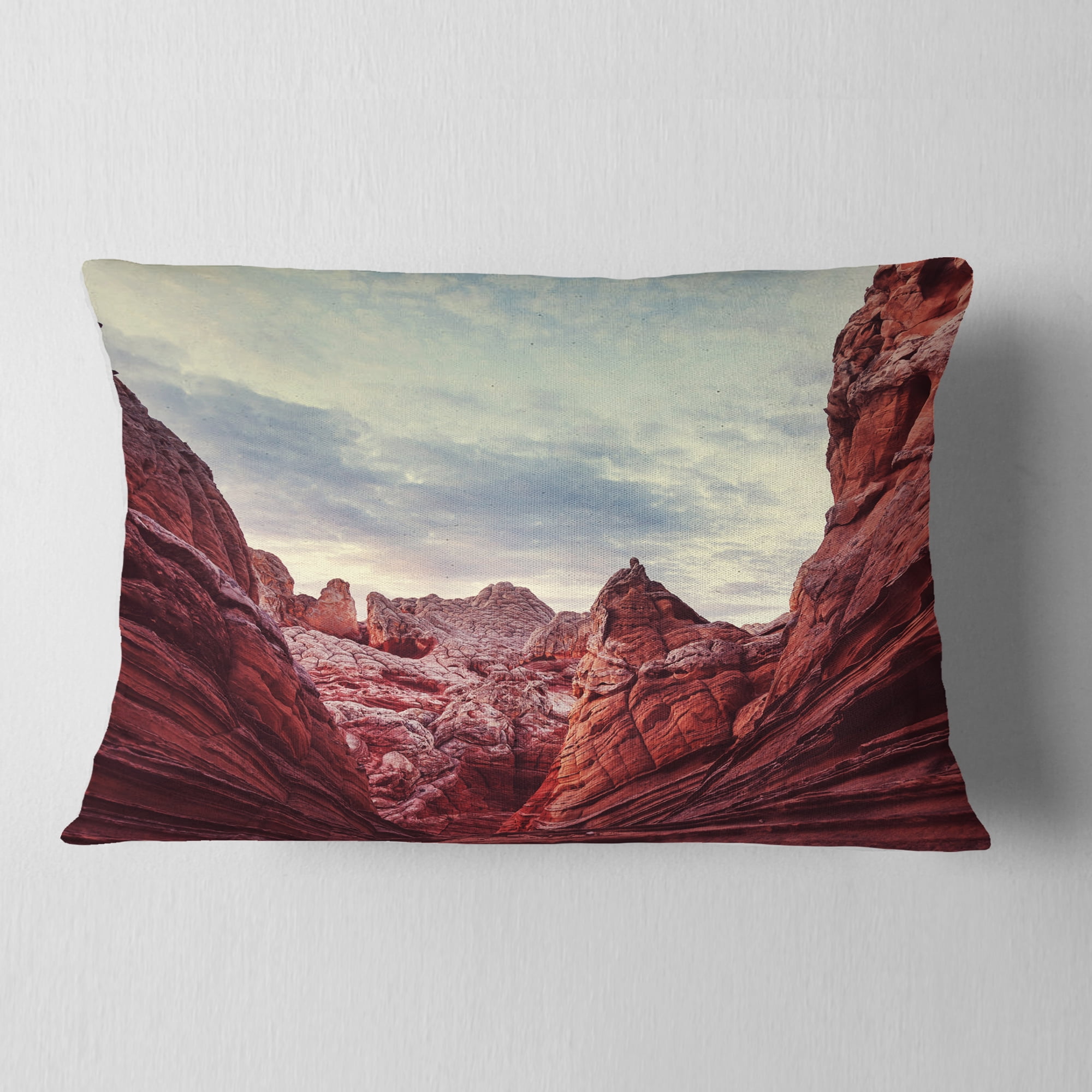 Designart 12" x 20" Red Polyester Throw Pillow