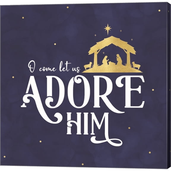 Great Art Now O Holy Night VI on Blue by Tara Reed, Canvas Wall Art, 12W x 12H