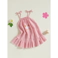 thumbnail image 5 of BemeyourBBs Toddler Baby Girls Baseball Dress Little Baby Girl Summer Dress 6 12 18 24 Months 2 3 4 Years Cute Baseball Embroidery Striped Print Sleeveless Tie up Strap Casual A-Line Dress, 5 of 9