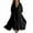 LYQ1_Black, variant on Meichang Summer Linen Dresses for Women 3/4 Sleeve V Neck Loose Fit Oversized Maxi Dress Casual Pleated Ruffle Beach Vacation Dress