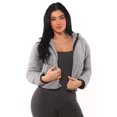 thumbnail image 2 of Teddy Plush Faux Fur Zip Up Hoodie Jackets With Contrast Trim - Gray, 2 of 11