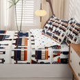 thumbnail image 5 of Manfei Vintage Train Zipper Twin Comforter Sets with Fitted Sheet and 2 Pillowcases,Retro Boys Art Zipper Bedding Set,White,Polkadot Reversible,4pcs, 5 of 8