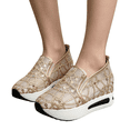 thumbnail image 2 of YOUYEDIAN Loafers for Women Fashion Lace Deco Mesh Versatile Sequin Embroidered Platform Flats Casual Round Toe Slip On Comfy Breathable Walking Shoes, 2 of 5