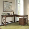 thumbnail image 4 of Bush Furniture Key West 60W L Shaped Desk with 2 Drawer Mobile File Cabinet, 4 of 4
