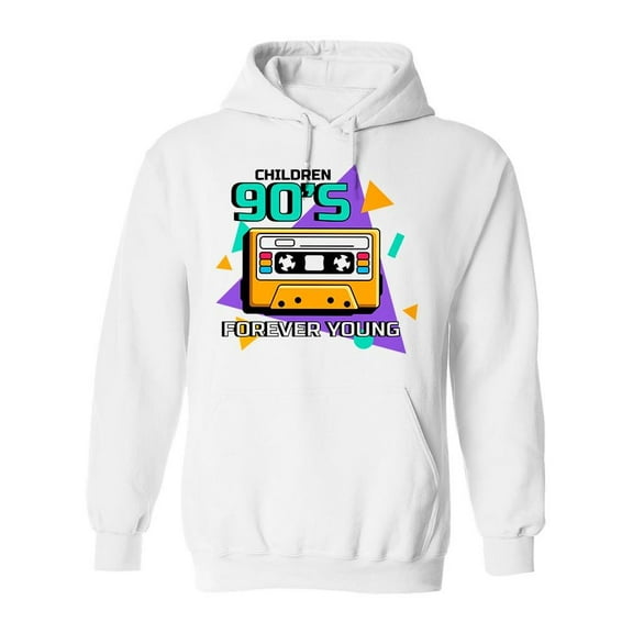 Children 90's Forever Young. Hoodie Men -Image by Shutterstock, Male Medium