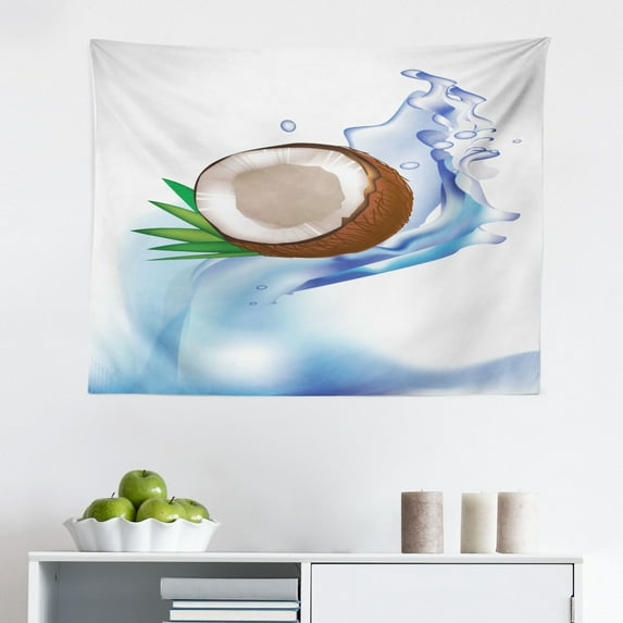 Fruit Tapestry, Advertisement for Apples Design Grunge Style Torn Worn Out Background Colorful Image, Fabric Wall Hanging Decor for Bedroom Living Room Dorm, 2 Sizes, Multicolor, by Ambesonne