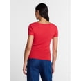 thumbnail image 4 of Time and Tru Women's Ribbed Scoop Neck Tee with Short Sleeves, Sizes XS-XXXL, 4 of 6