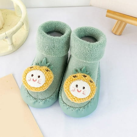 

LEEy-world Toddler Shoes Autumn and Winter Comfortable Baby Toddler Shoes Cute Cartoon Fruit Pattern Pineapple Strawberry Baby Shoes Decorations (Green 6 Toddler)