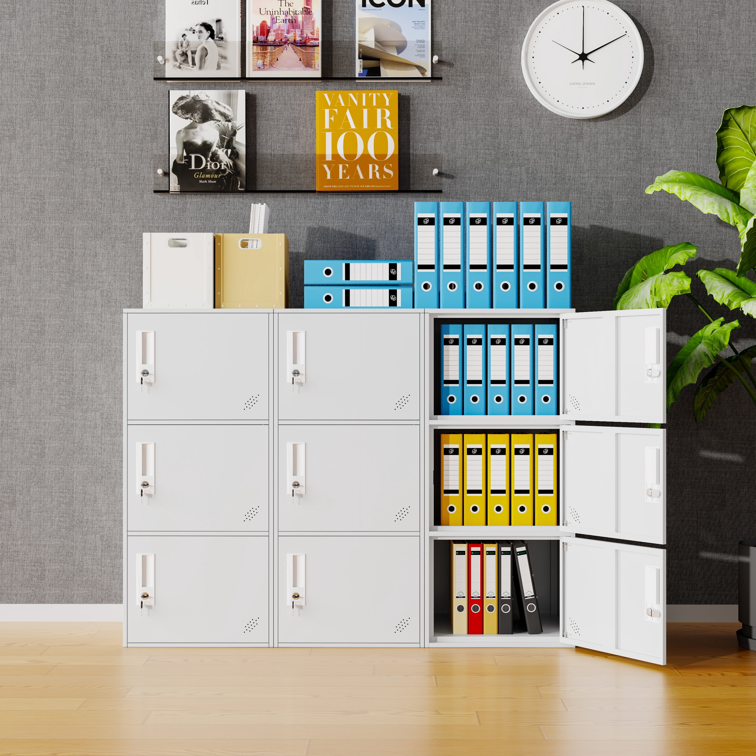 3 Door Vertical Stackable Storage Cabinet with Lock,Anti-Failing Device, Metal Lcoker,Organizer for Office, Home, Gym, School,Employee,Kids.